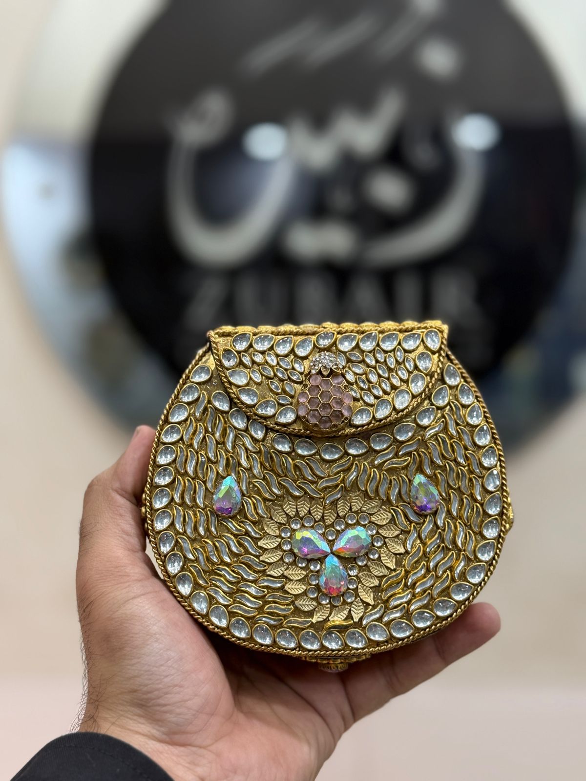 Turkish_Kundan Designer Metal Clutch_New Design 12