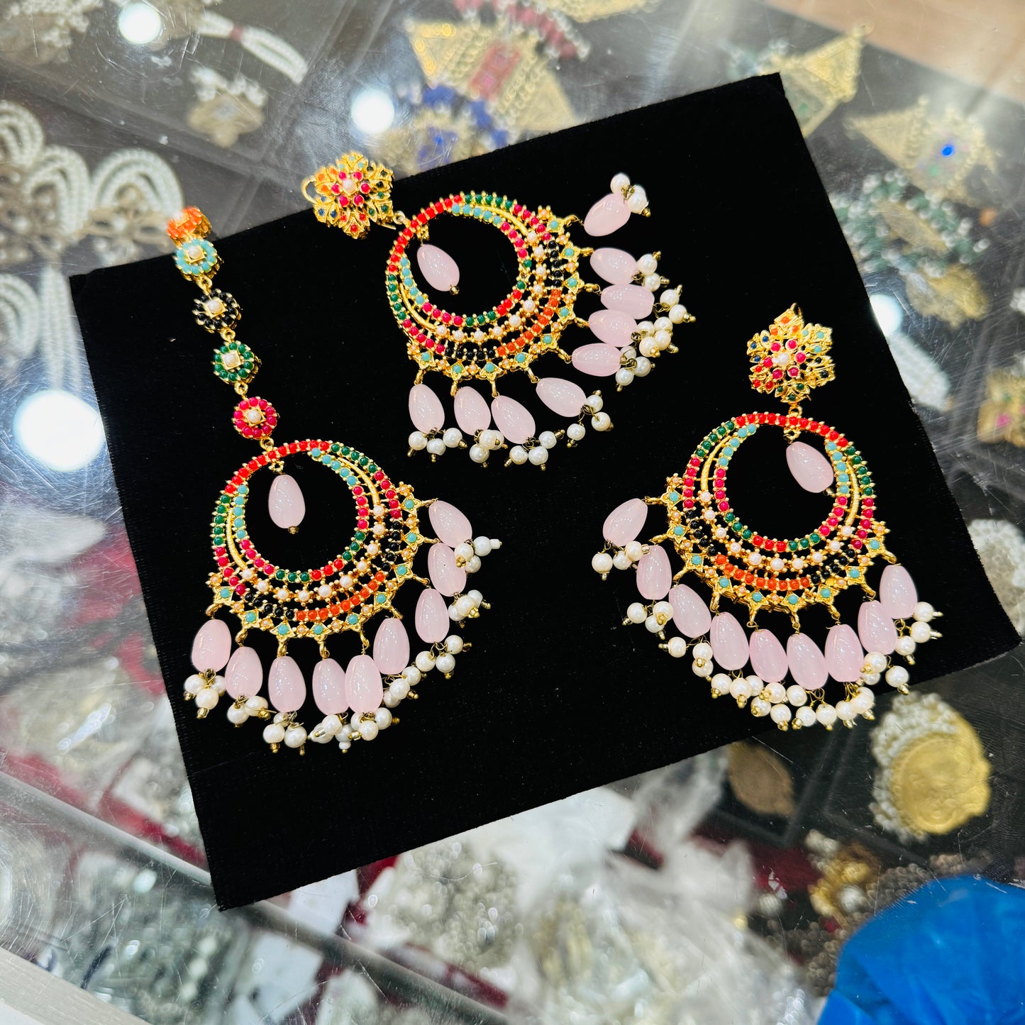 Beautiful Nauratan teeka Earrings