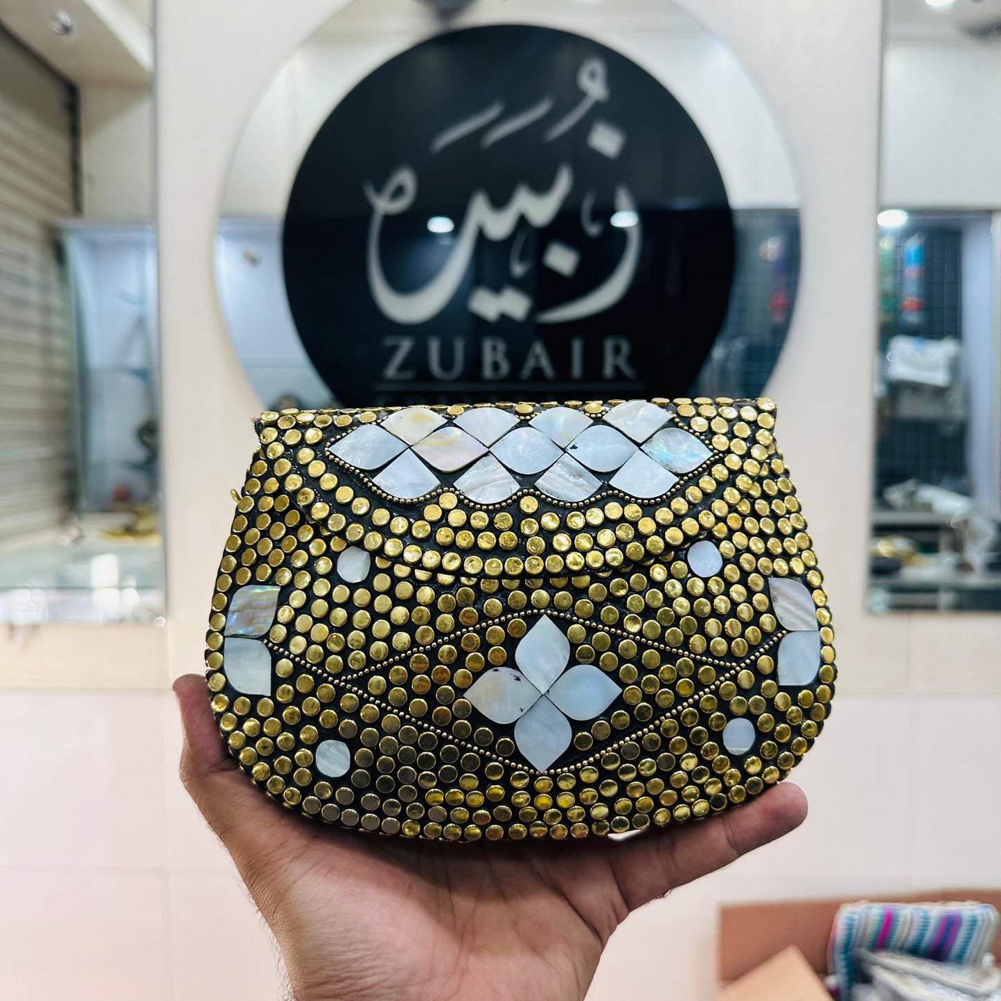 Golden Indian Metal Clutch