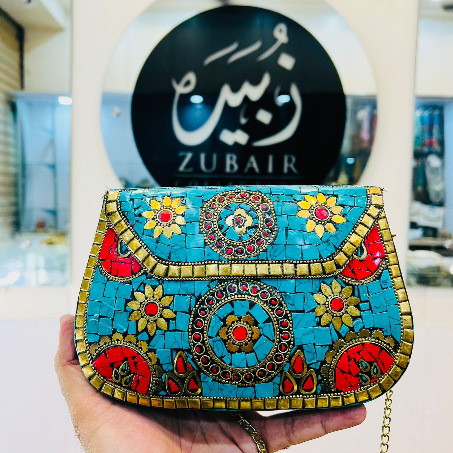 HandMade Green Indian Clutch