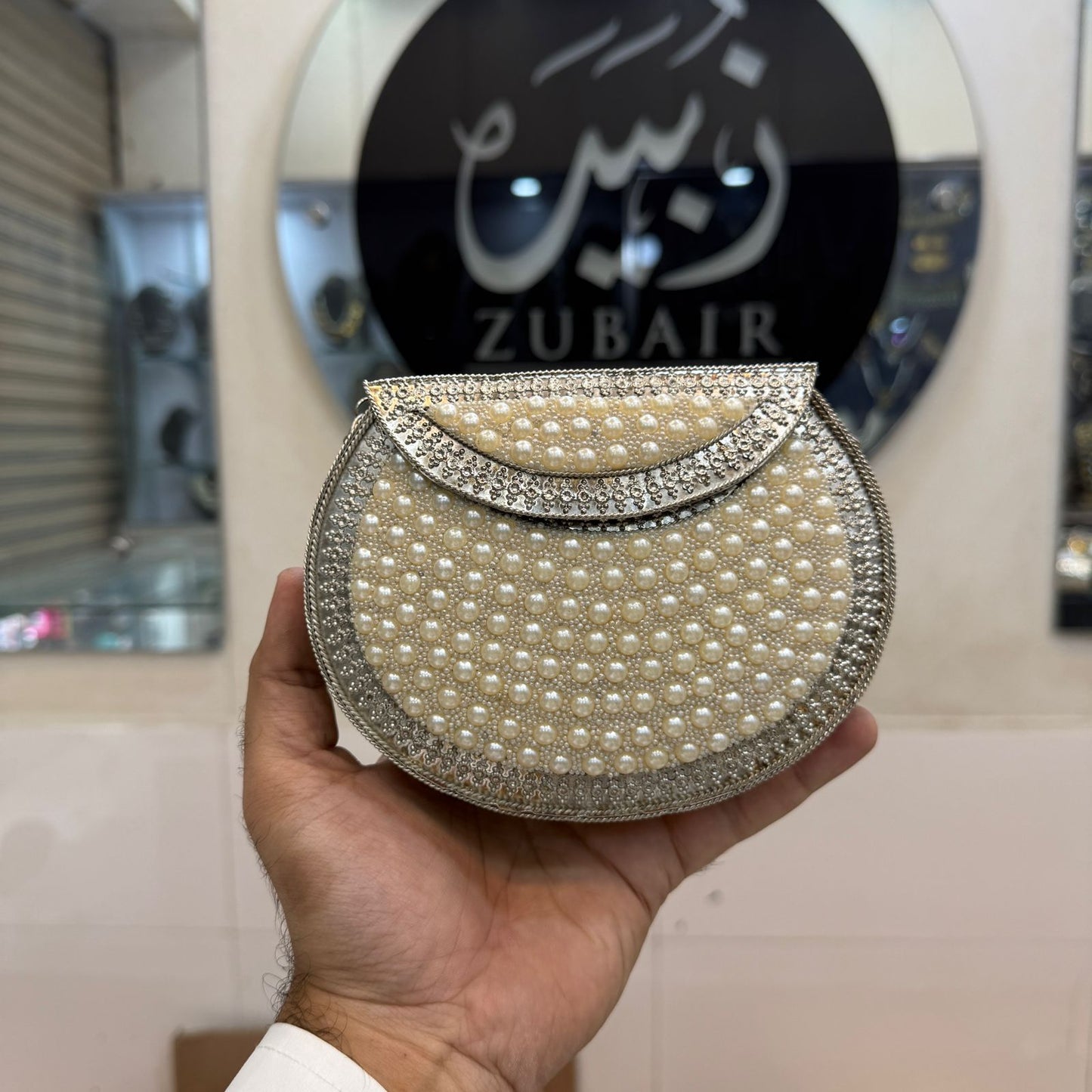 HandMade Metal Indian Pearl Clutch_D Shape