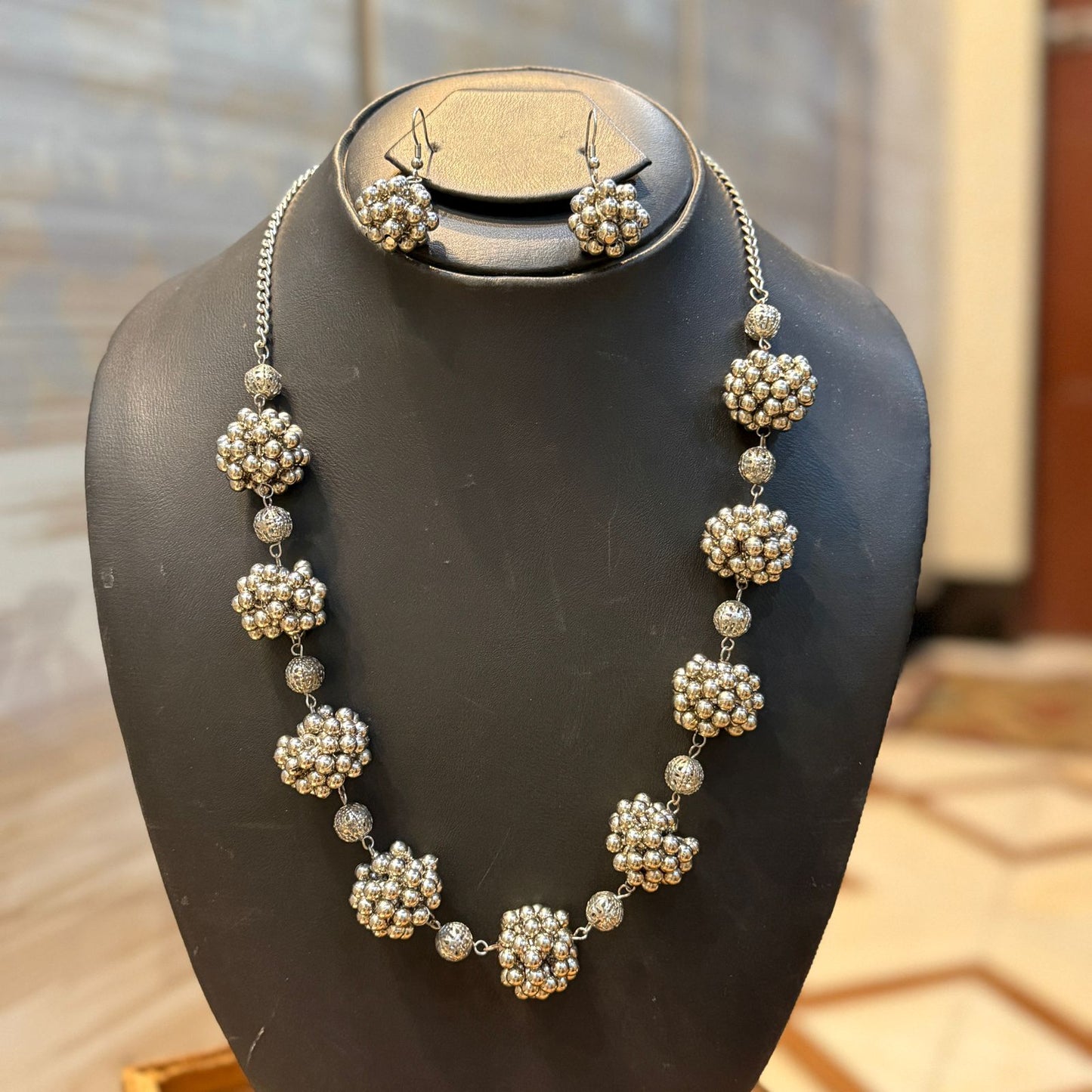 Indian Oxidized Mala Set With EarRings_New Design