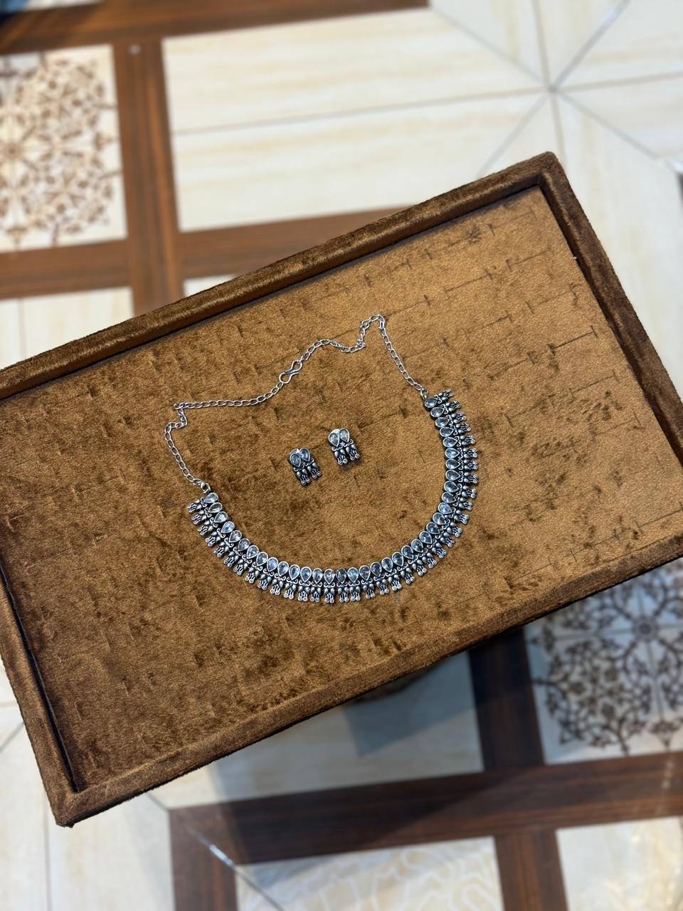 Real Stones Oxidise Necklace Set_New Design 2