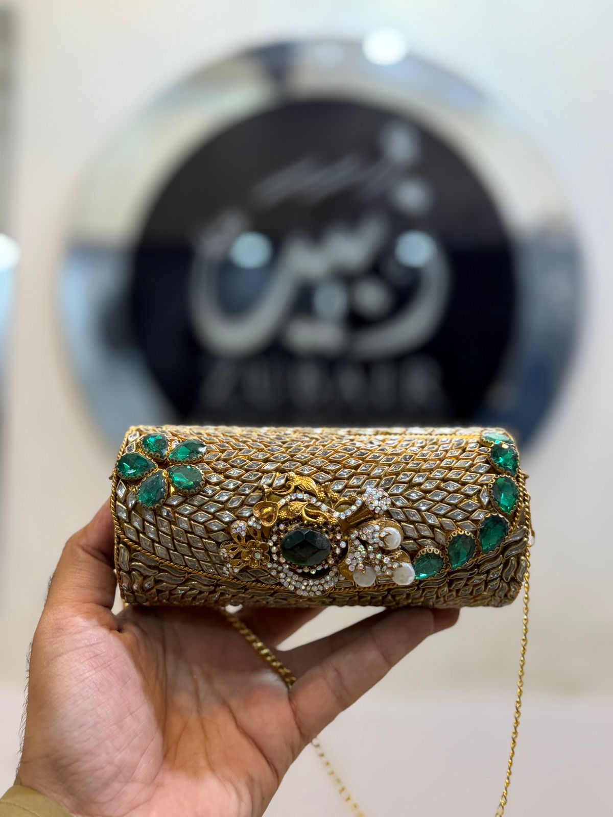 Turkish Kundan Designer Large Dholki Clutch_New Arrival_Design 1