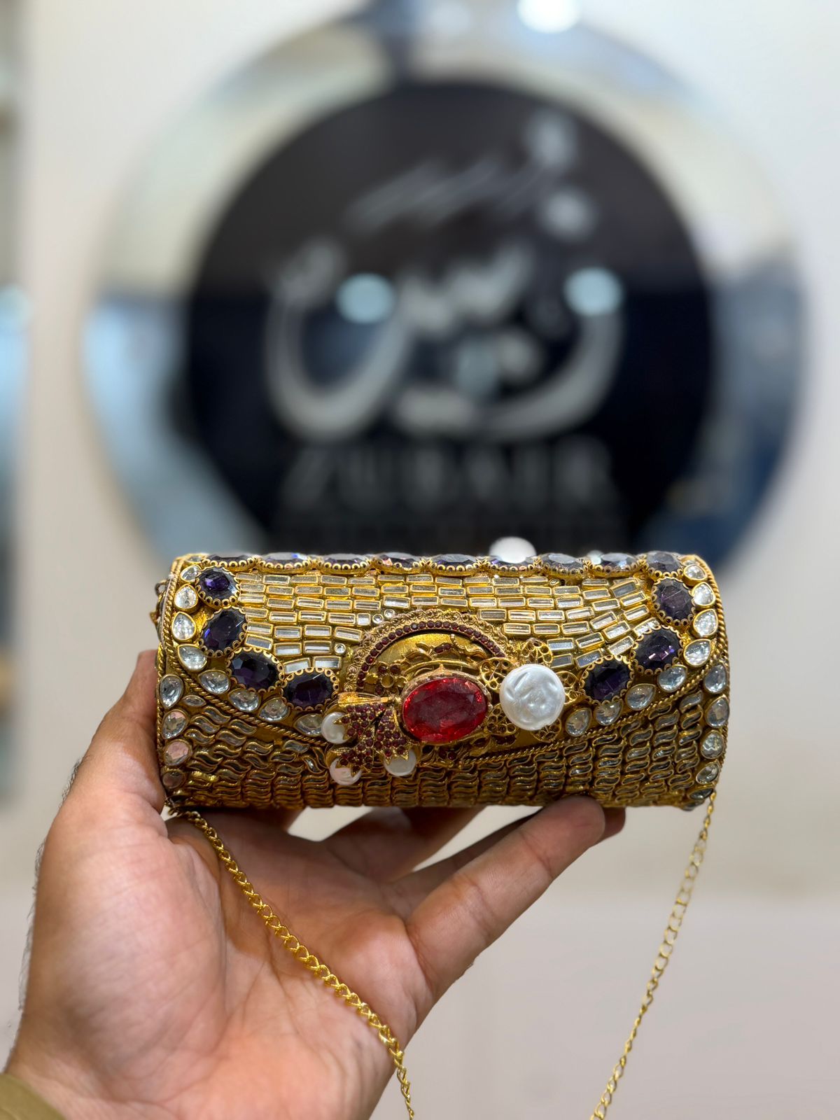 Turkish Kundan Designer Large Dholki Clutch_New Arrival_Design 3