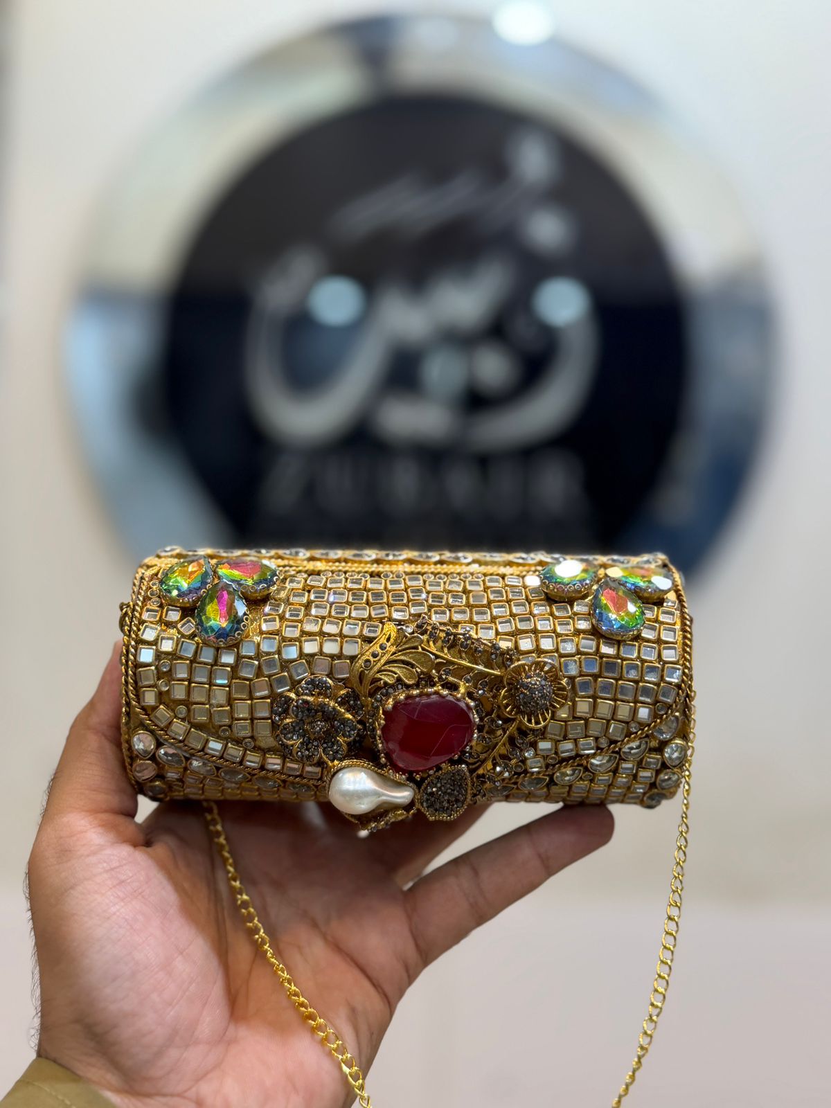 Turkish Kundan Designer Large Dholki Clutch_New Arrival_Design 7