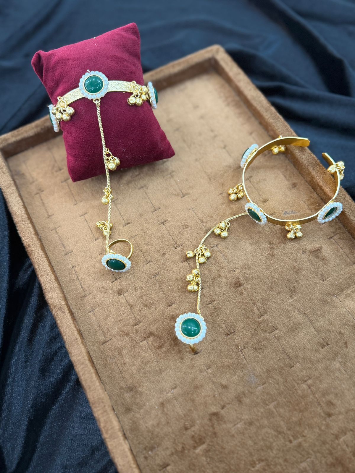 Luxury Golden Bangles with Chain and rings_Pair_New Arrival 6