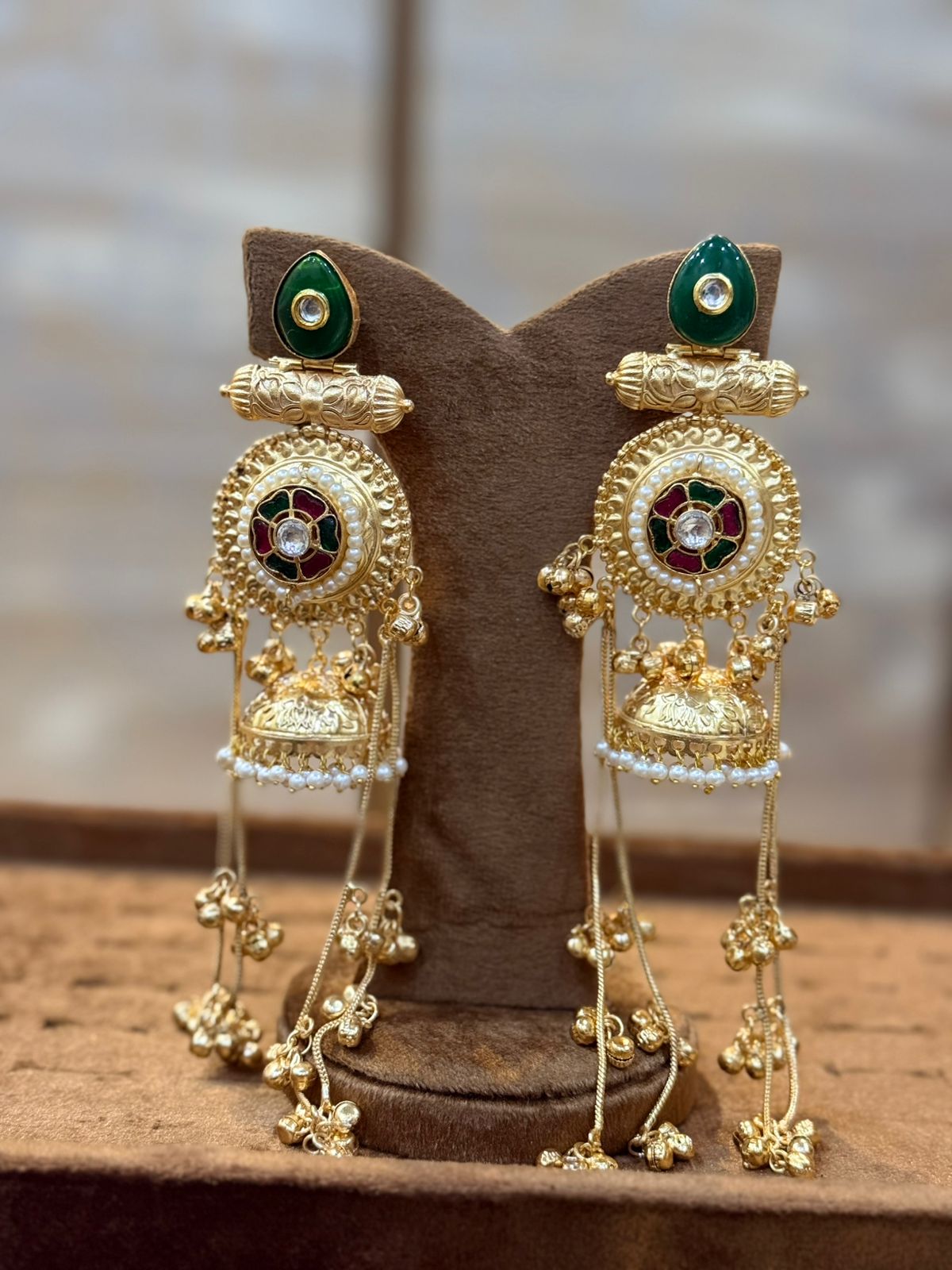 Stylish Luxury Kashmiri Golden Jhumkay_New Arrival 8