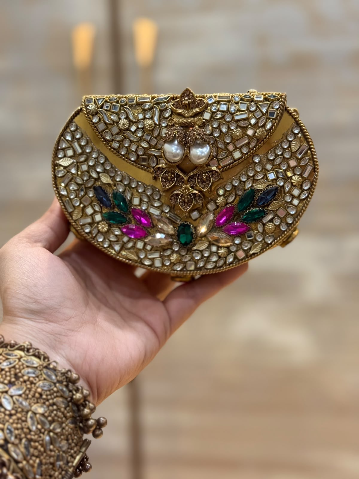 D_Shape Luxury Turkish Kundan Desginer Clutch_New Arrival 3