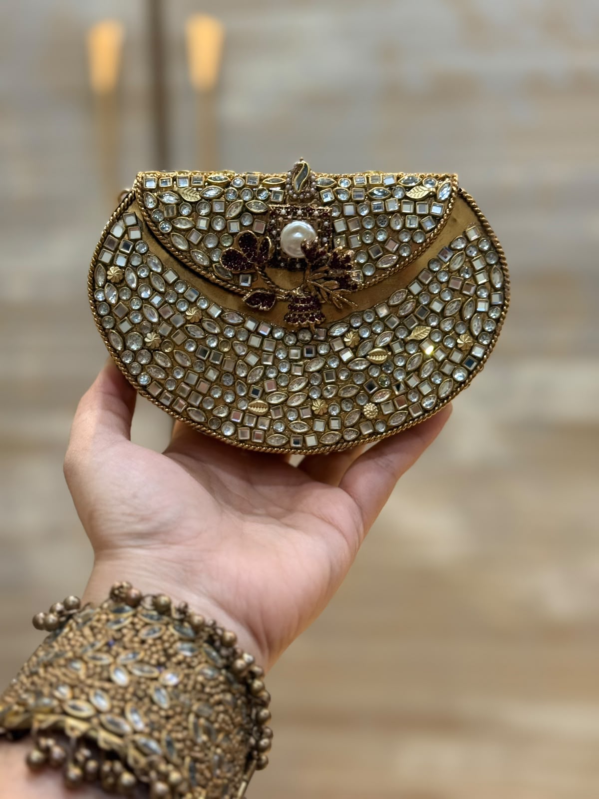 D_Shape Luxury Turkish Kundan Desginer Clutch_New Arrival 6