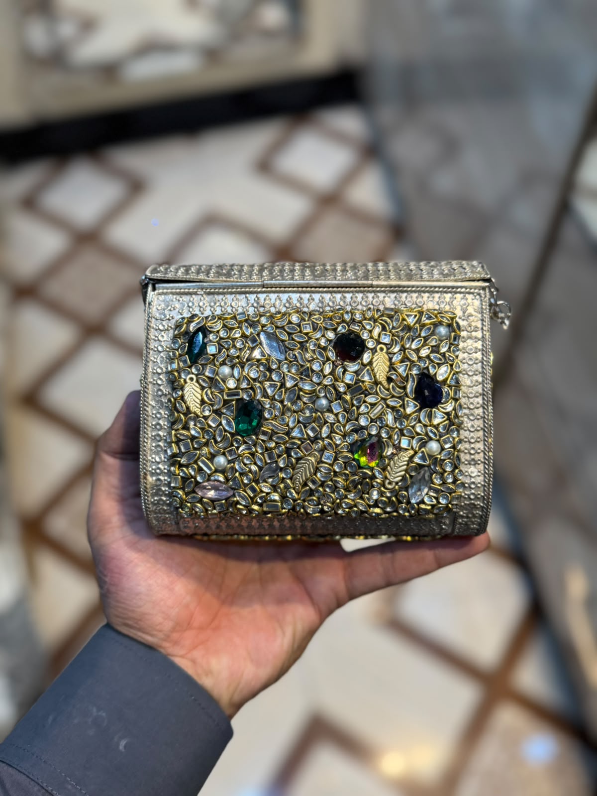 Stylish Luxury Stone Work Medium Clutch_New Arrival 1