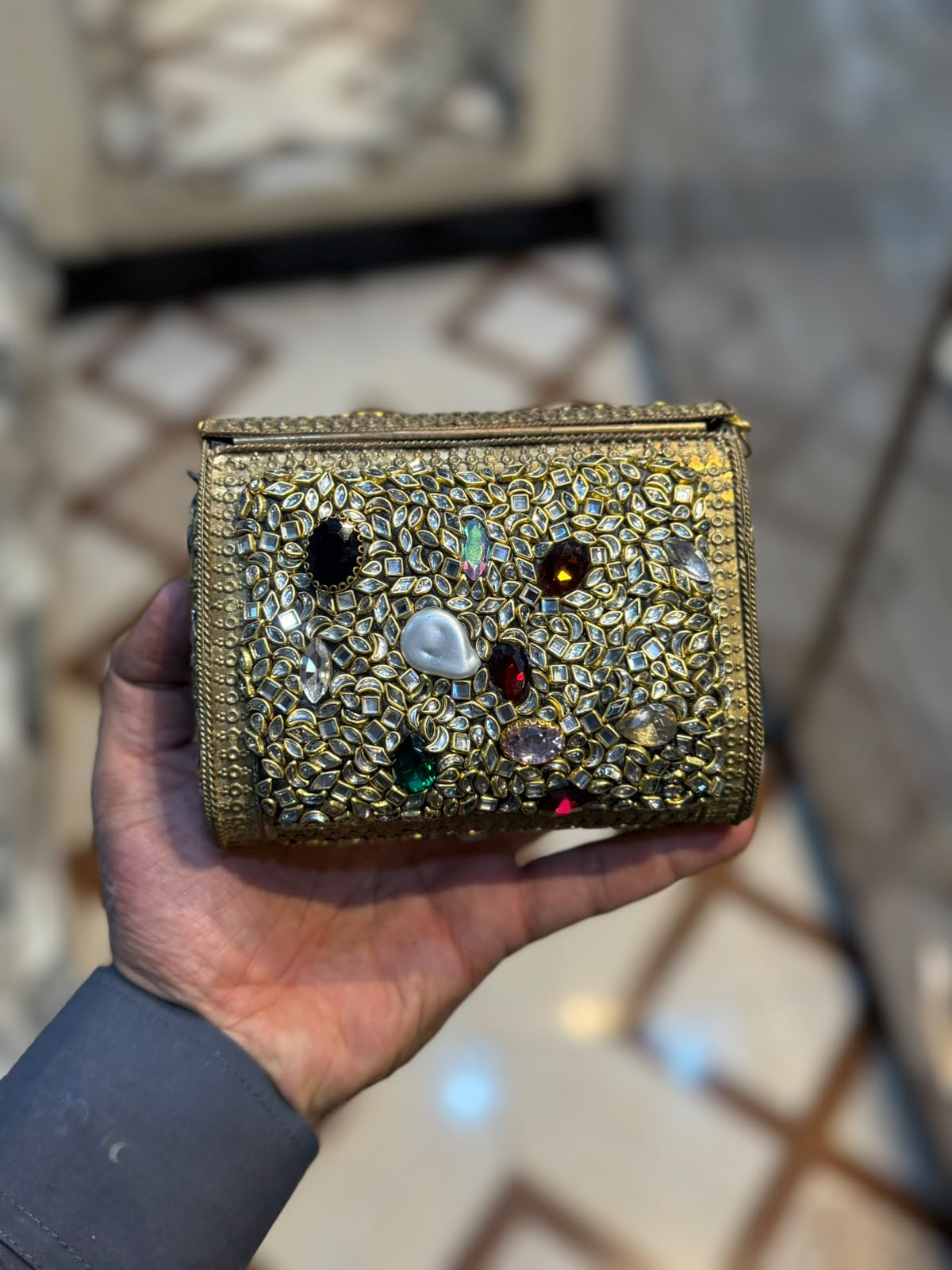 Stylish Luxury Stone Work Medium Clutch_New Arrival 5