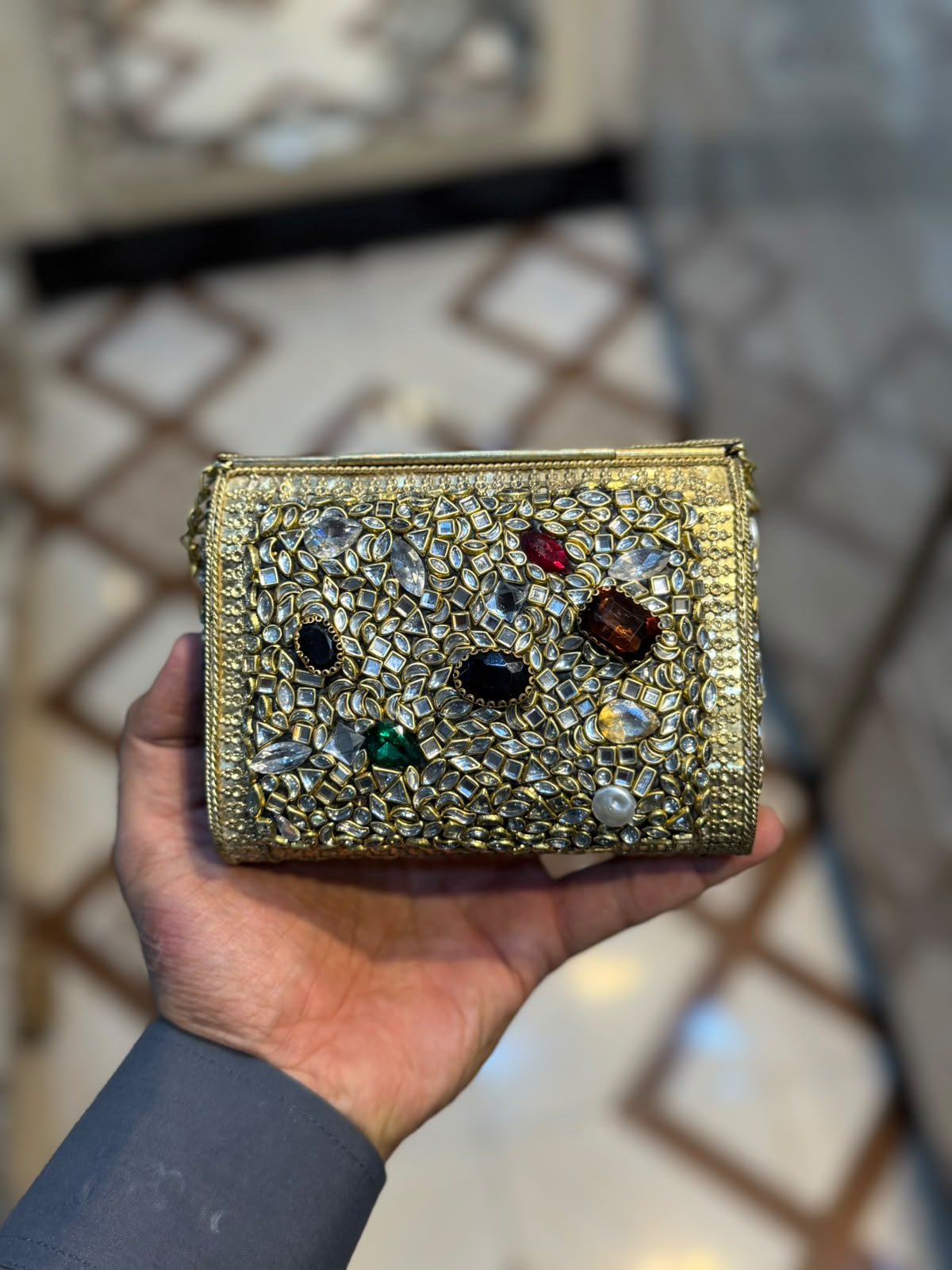 Stylish Luxury Stone Work Medium Clutch_New Arrival 13