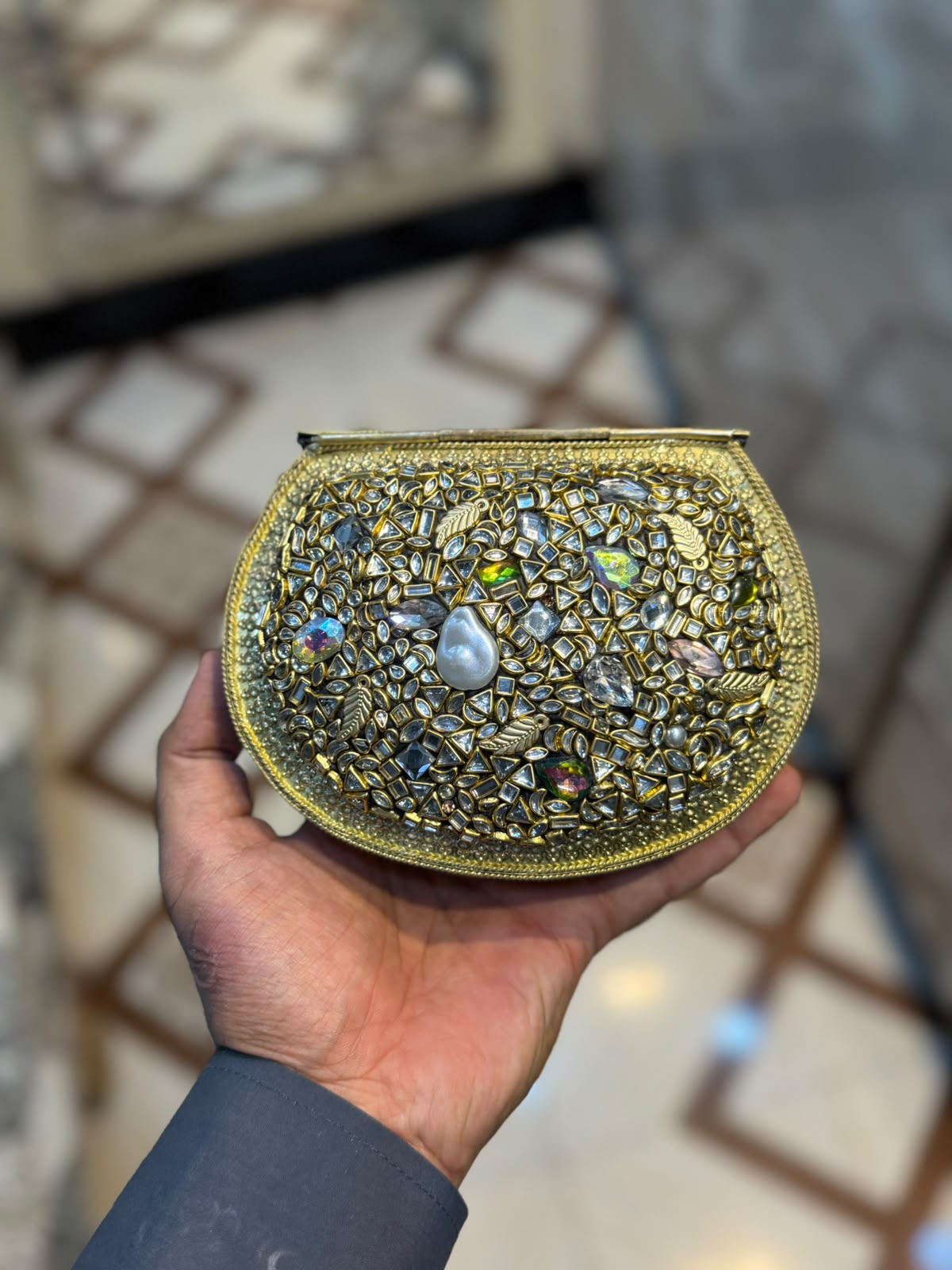Stylish Luxury Stone Work Medium Clutch_New Arrival 17