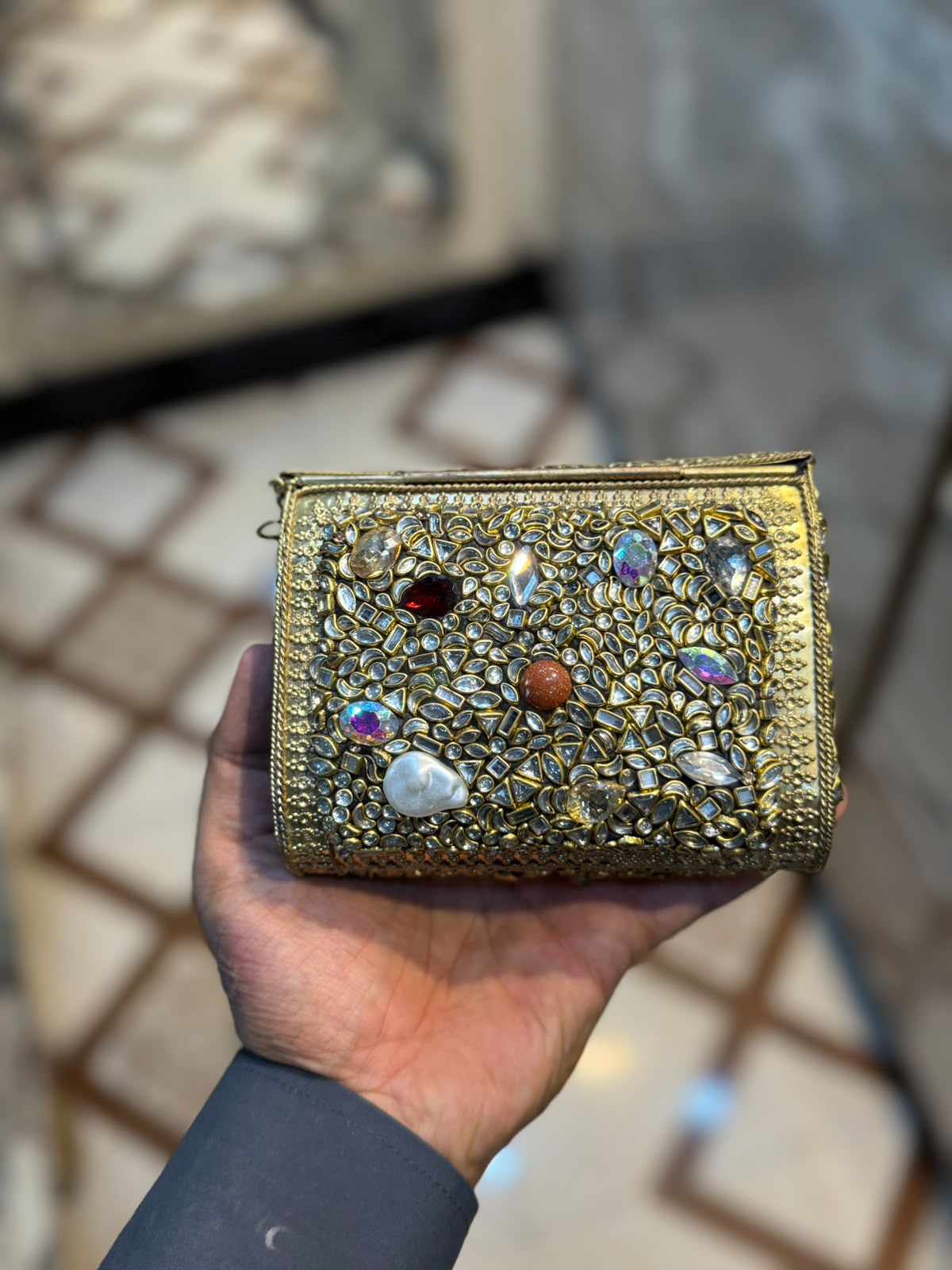Stylish Luxury Stone Work Medium Clutch_New Arrival 18