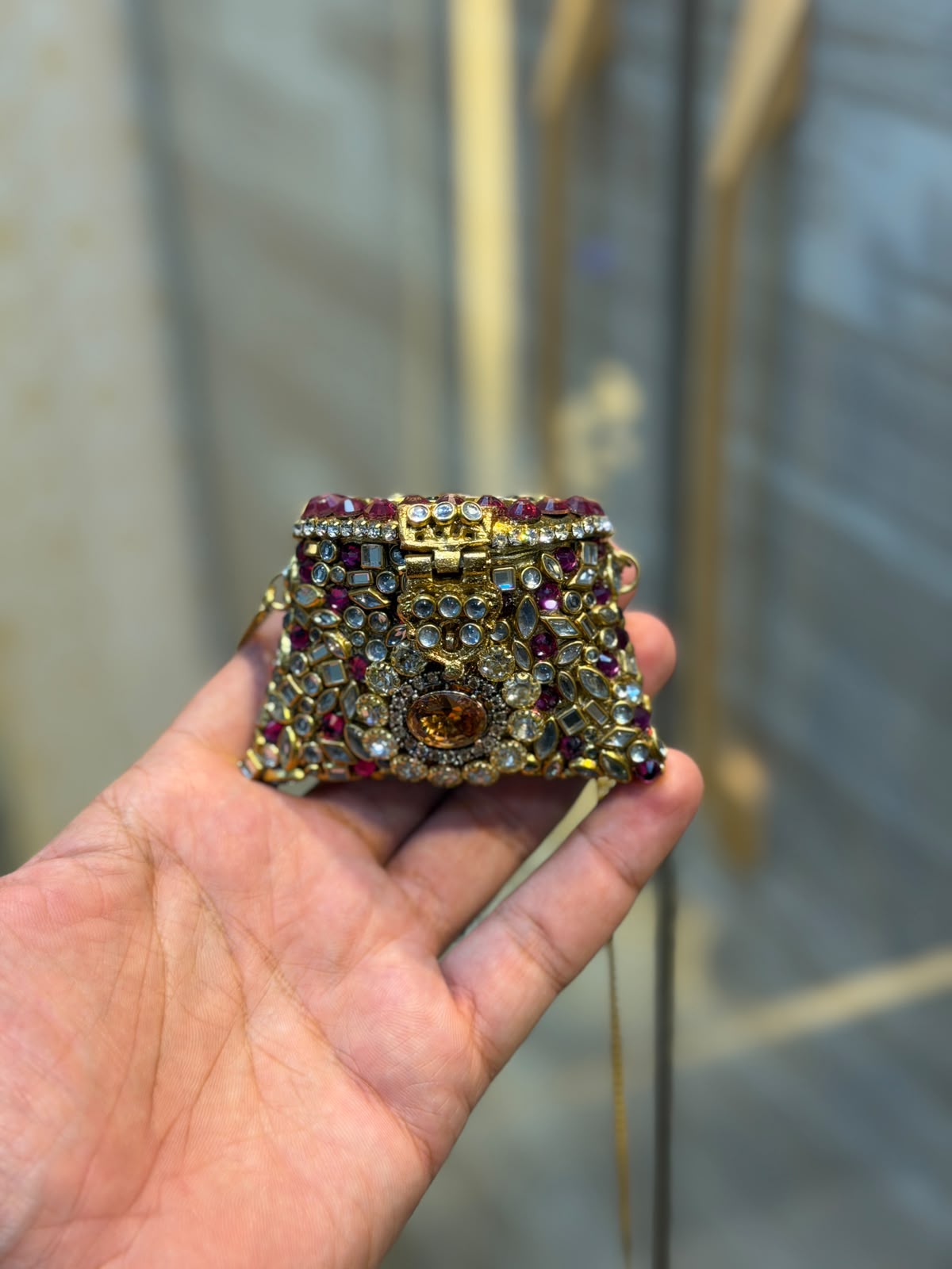 Stylish Indian Kundan Metal Clutch_Small Size_New Arrival