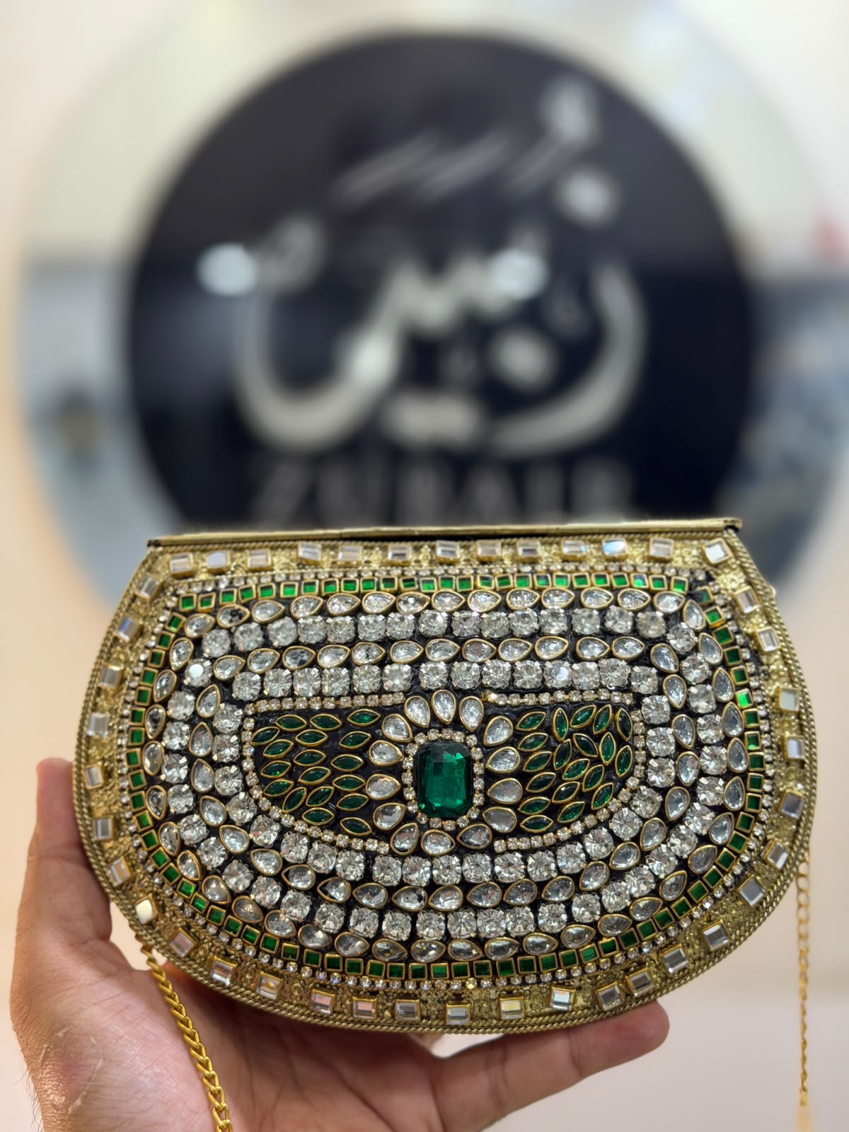 Luxury Indian Kundan Metal Dholki_D Shape_New Arrival 4
