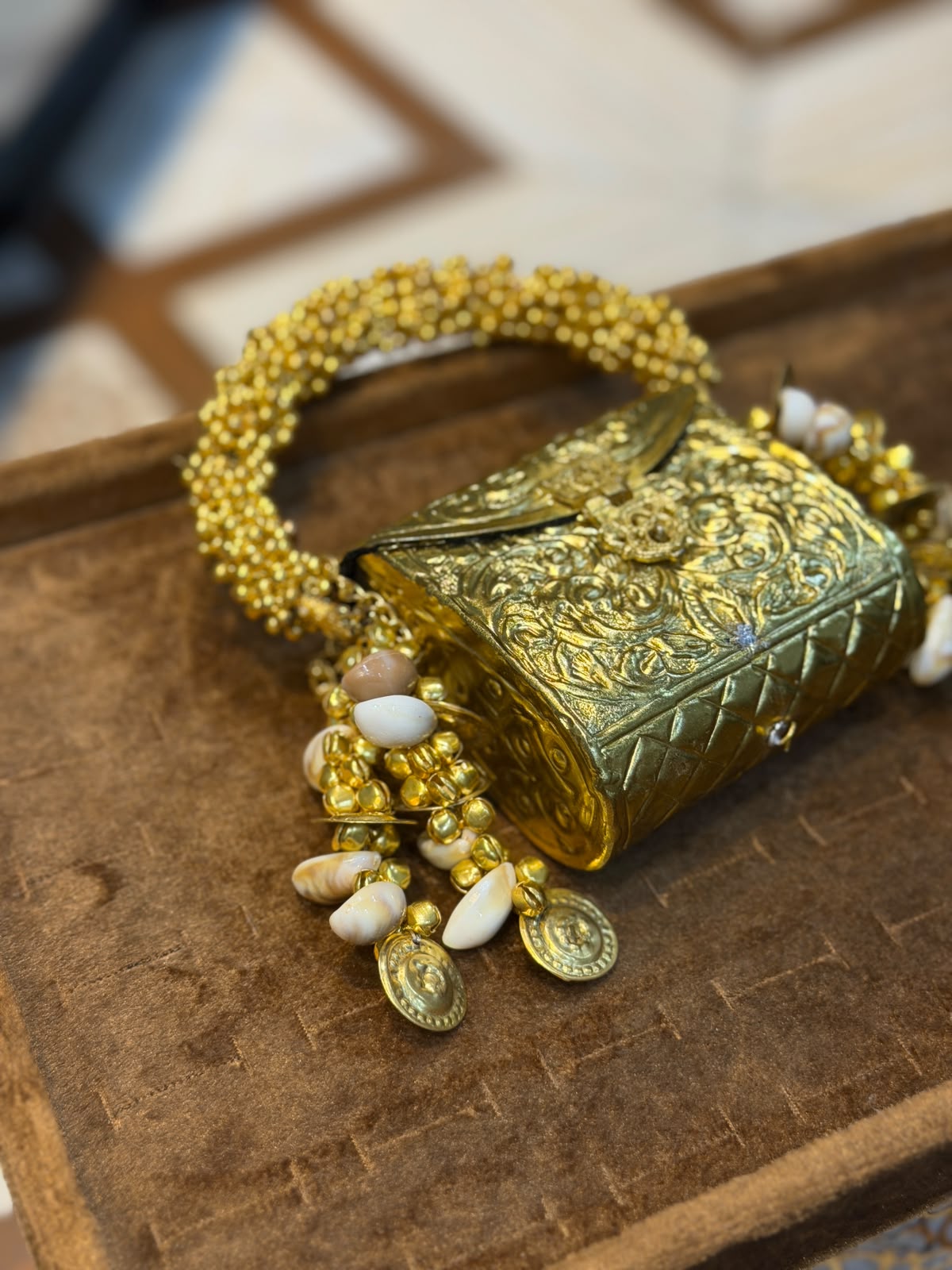 Stylish Luxury Golden Designer Metal Clutch_Wedding Collection_New Arrival