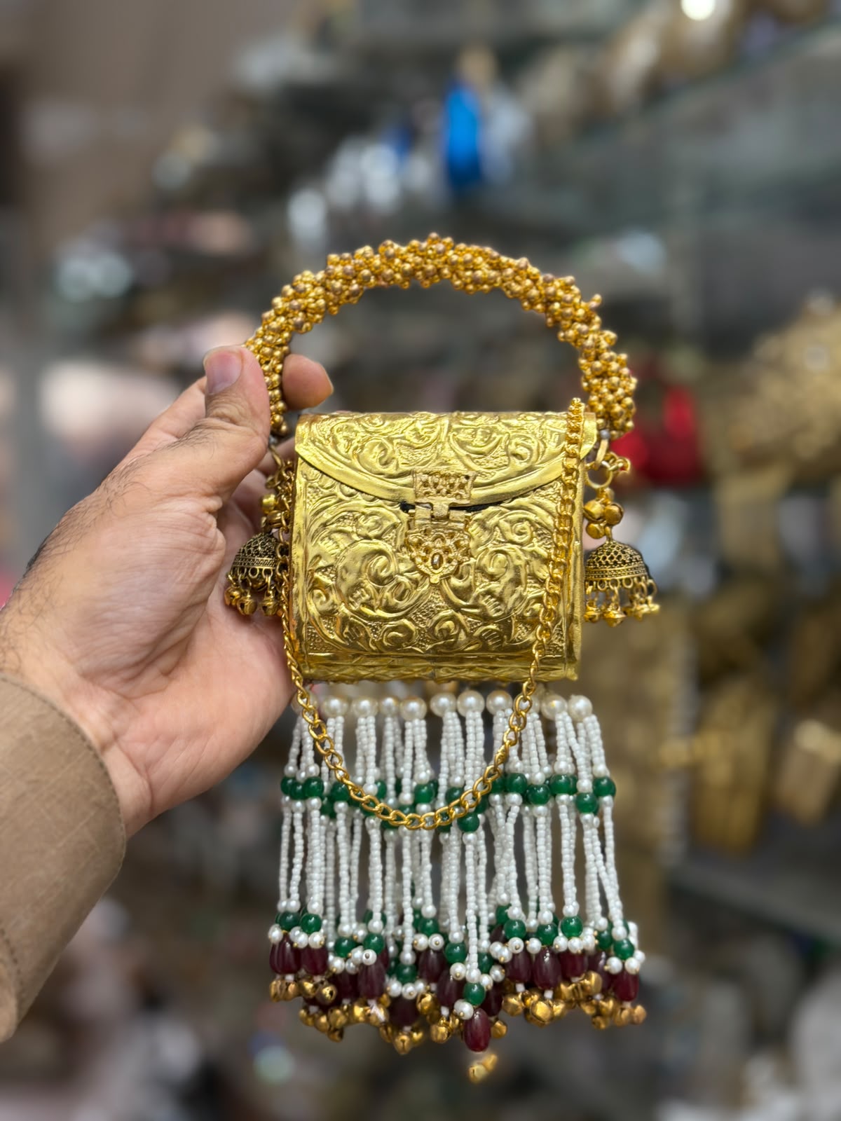 Stylish Indian Golden Designer Metal Clutch_Small Size_New Arrival