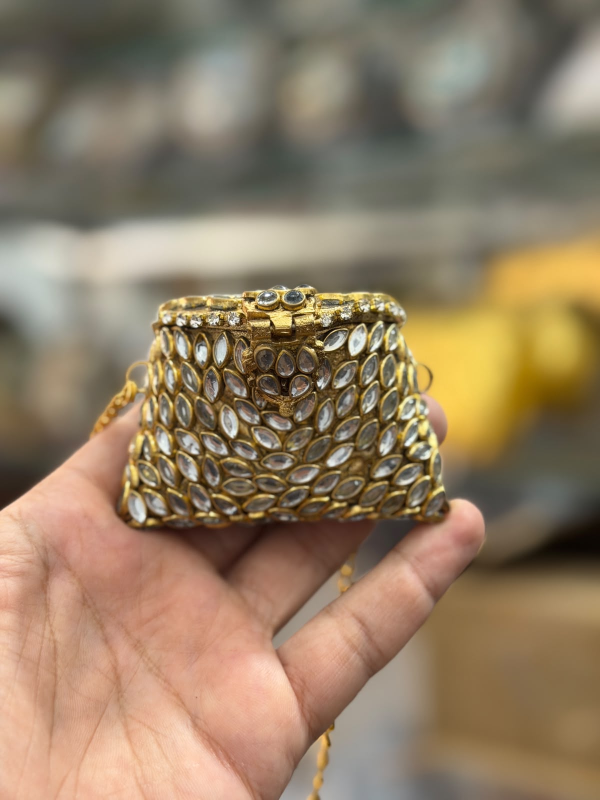 Stylish Indian Golden Metal Clutch_Small Size_New Arrival