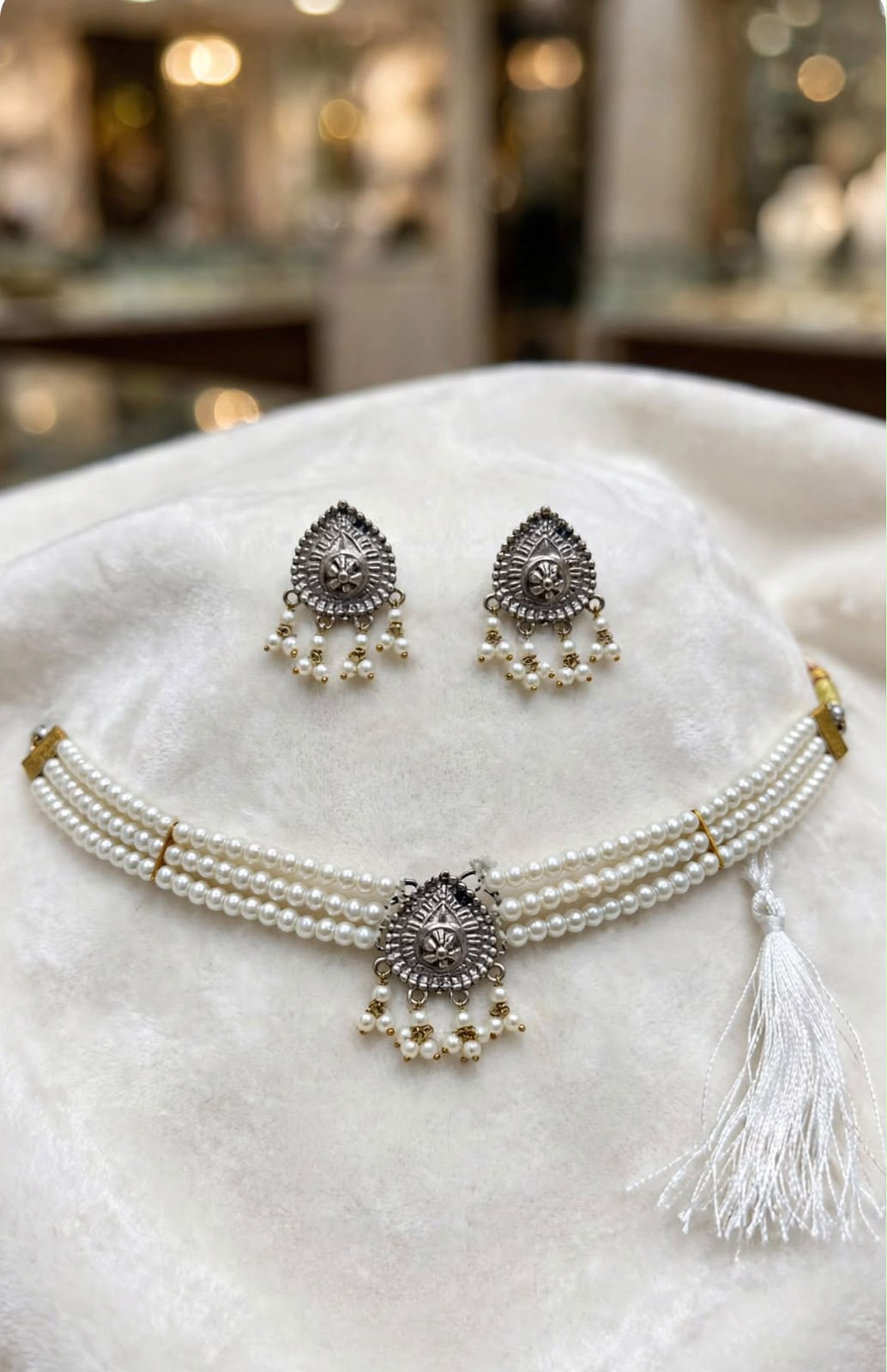 Afghani Silver White-Pearl Choker_New Arrival