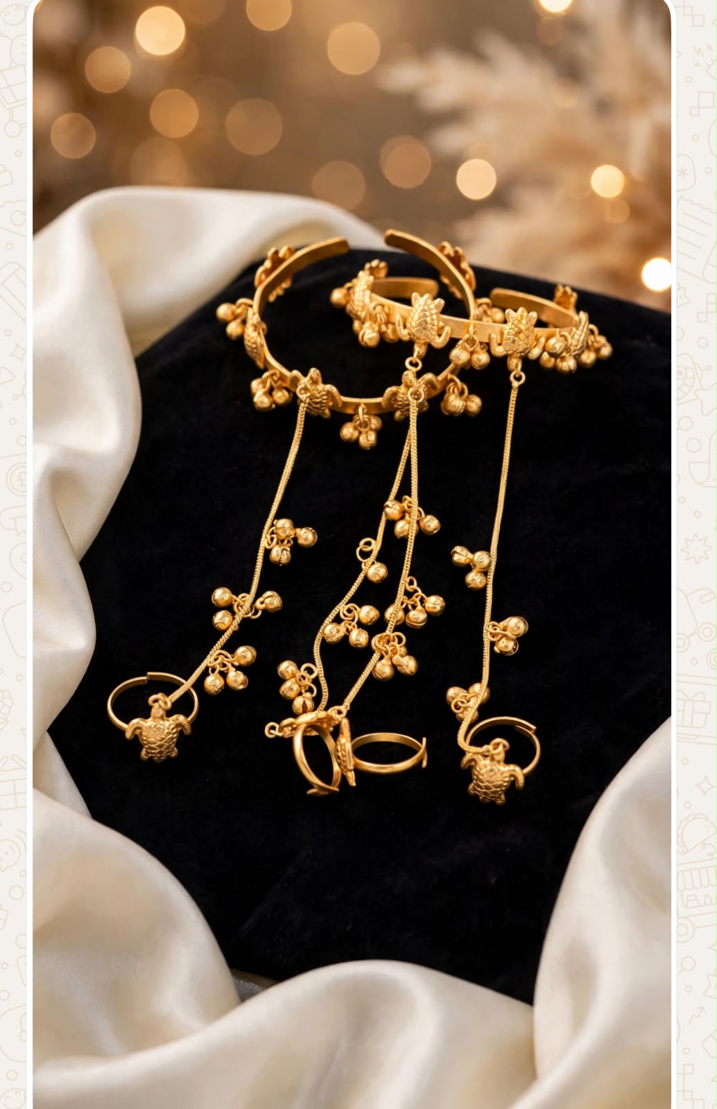 Luxury Golden Bangles with Chain and rings_Pair_New Arrival 1