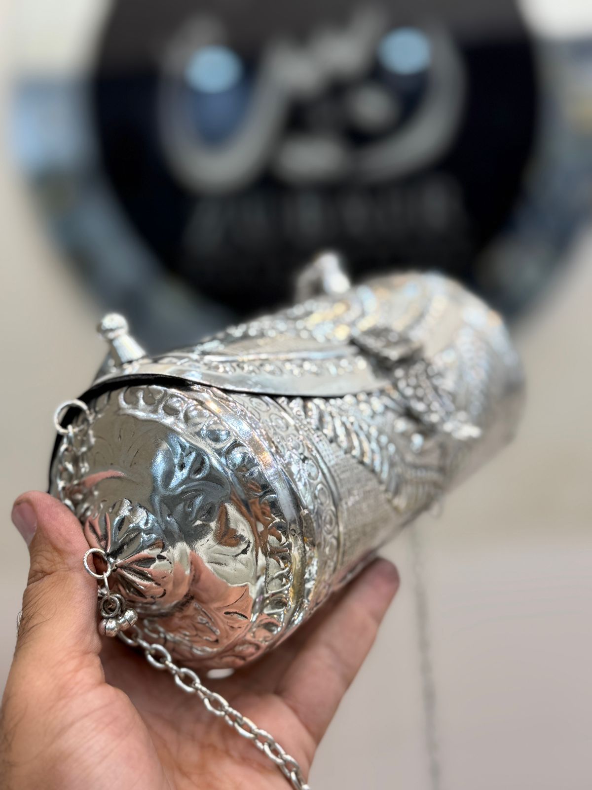 Indian HandMade Metal Clutch_Dholki Shape_Design 3