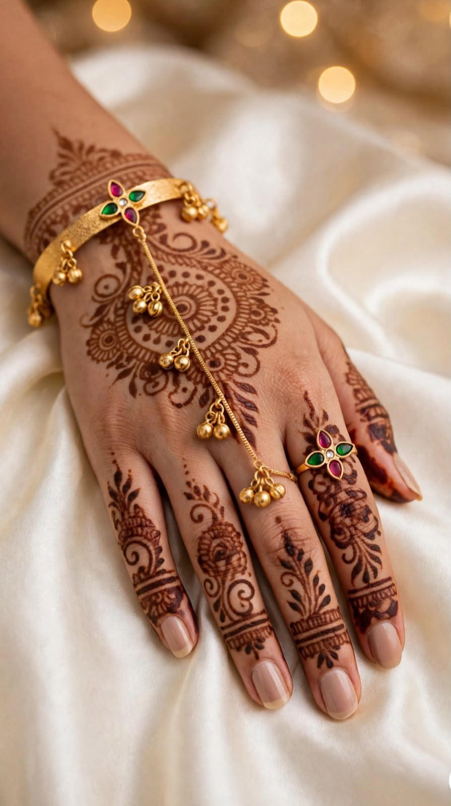 Luxury Golden Bangles with Chain and rings_Pair_New Arrival 3