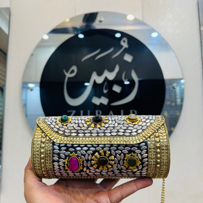 Beautiful Dolki shape Stones clutch