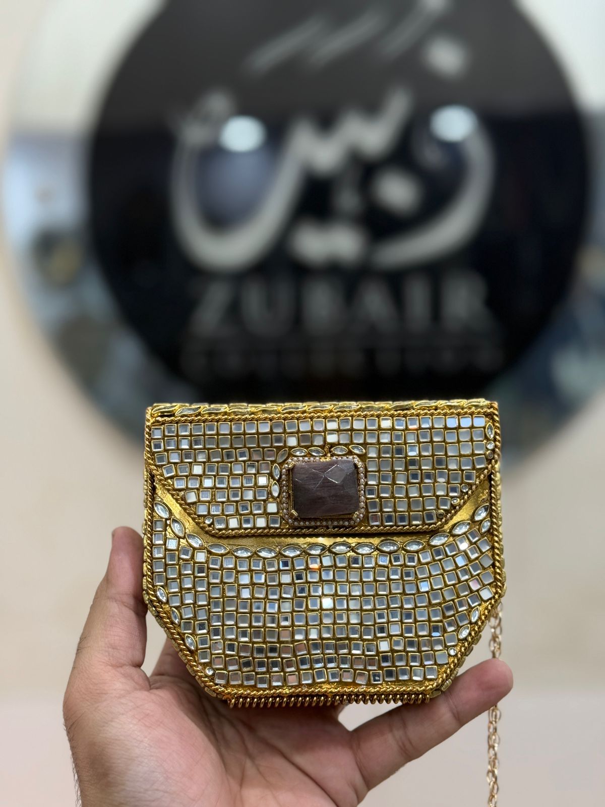 Turkish_Kundan Designer Metal Clutch_New Design 3