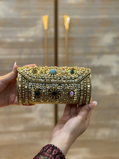 Beautiful Round Kundan Clutch