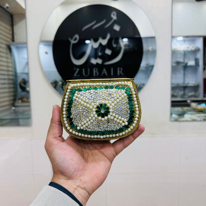 Kundan clutch green white
