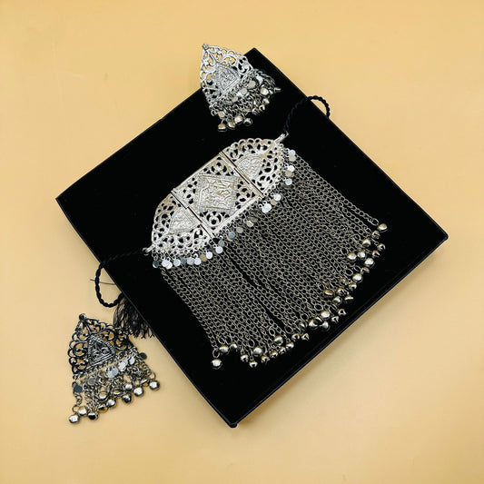 Silver Ghungroo Choker Set