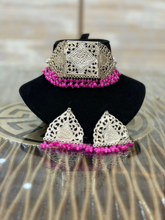 Pink Pearls Choker Set