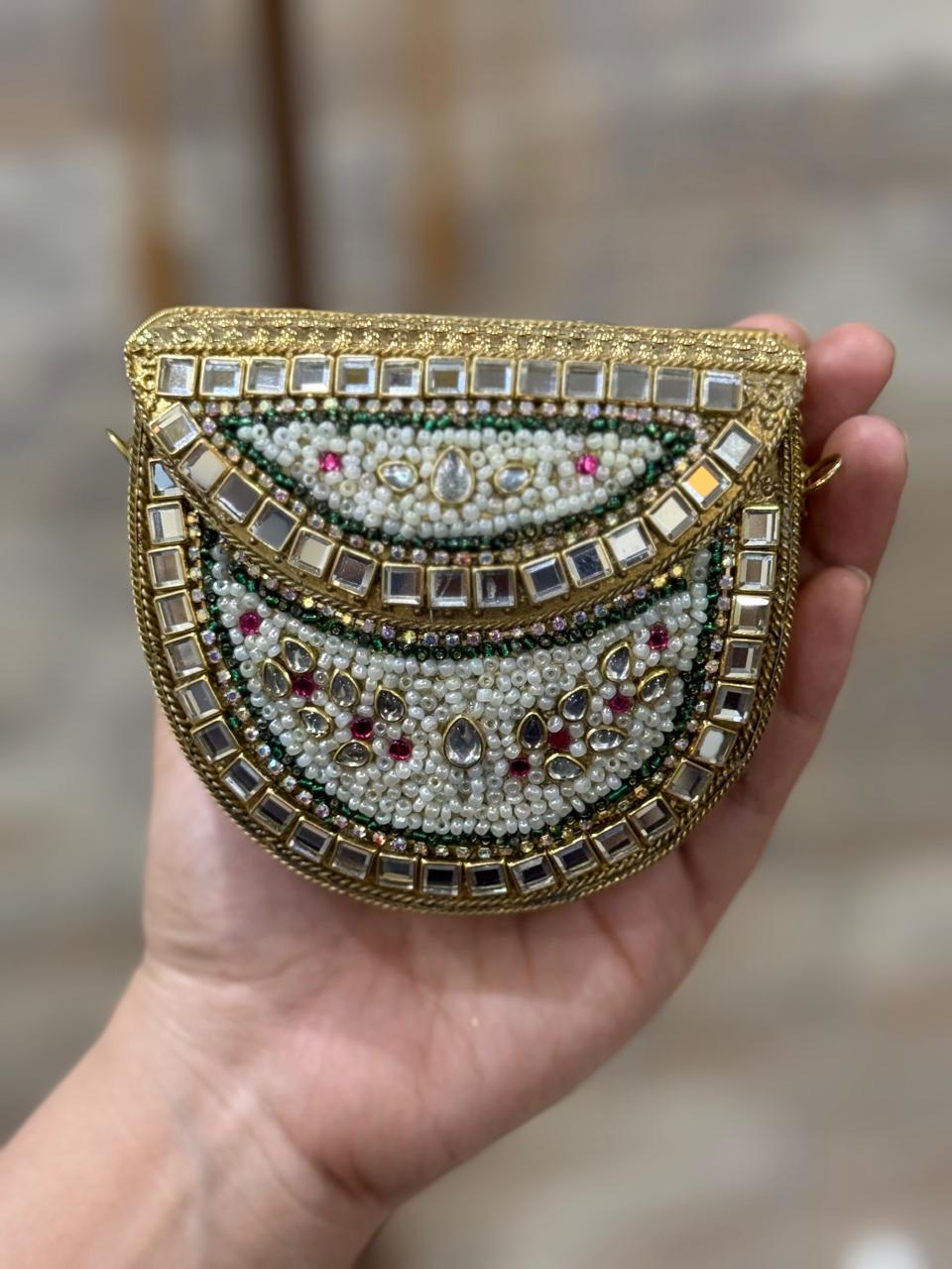 HandMade Small Kundan Clutch-4