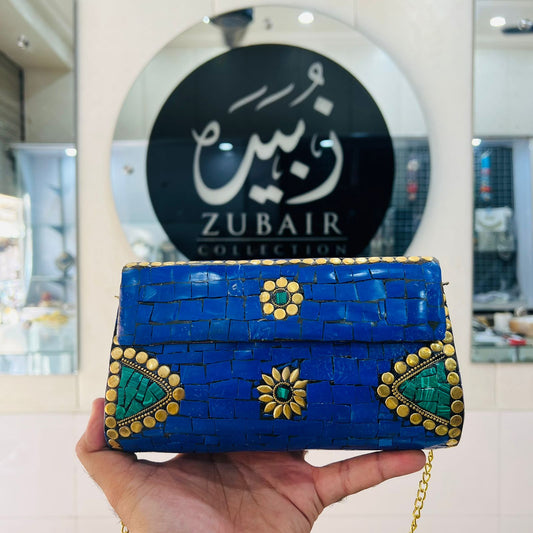 Blue Indian Clutch