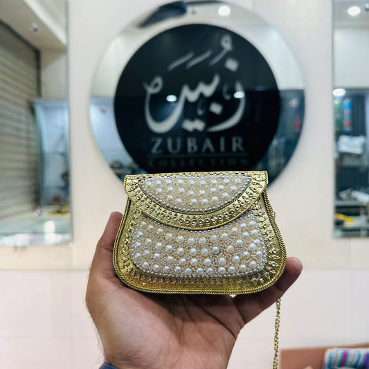 Golden Pearl Metal Clutch