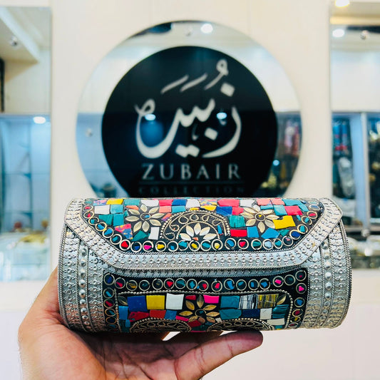 Silver Round Multi Clutch