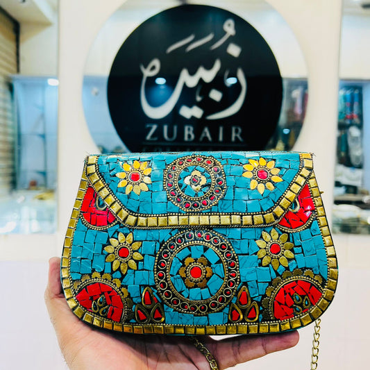 HandMade Green Indian Clutch