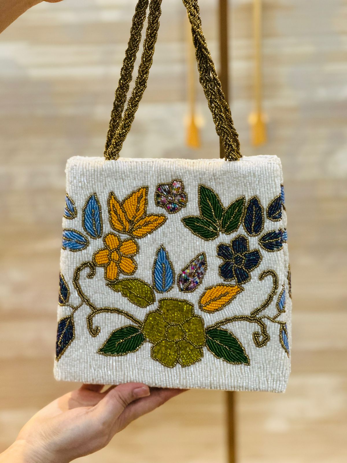 Handmade Beaded White Bags- 5 Designs