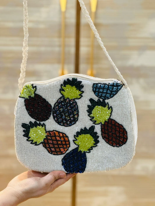 Handmade Beaded White Bags- 5 Designs