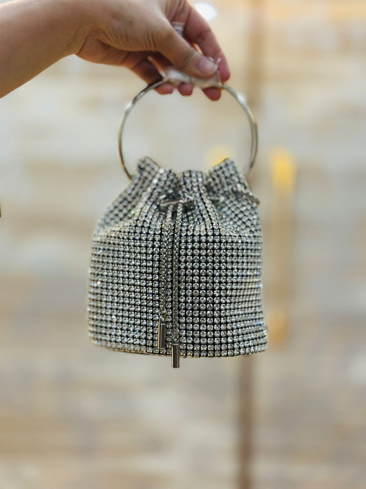 Luxury Silver Zircon Potli Bag
