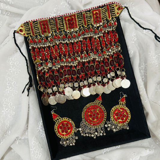 Afghani Red Choker Set_New Design
