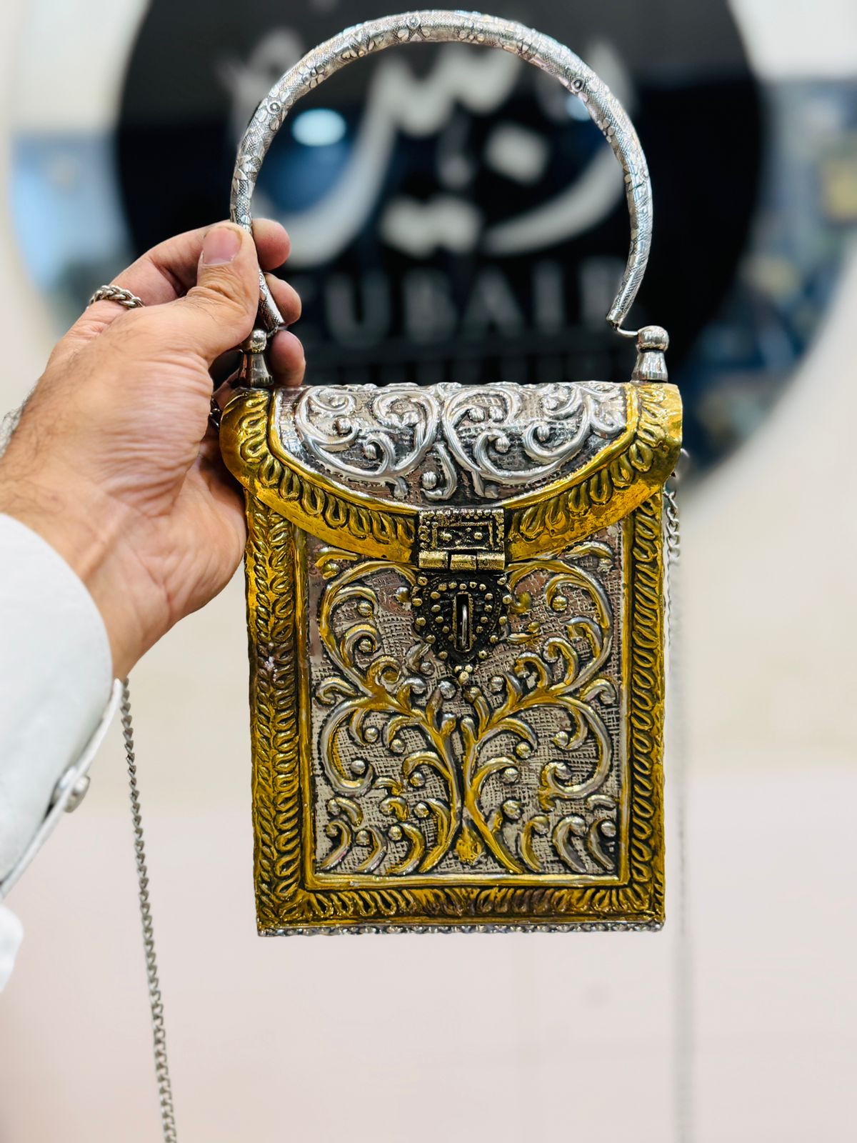 Golden-Silver 2 tune Indian Metal Clutch_New Design 2