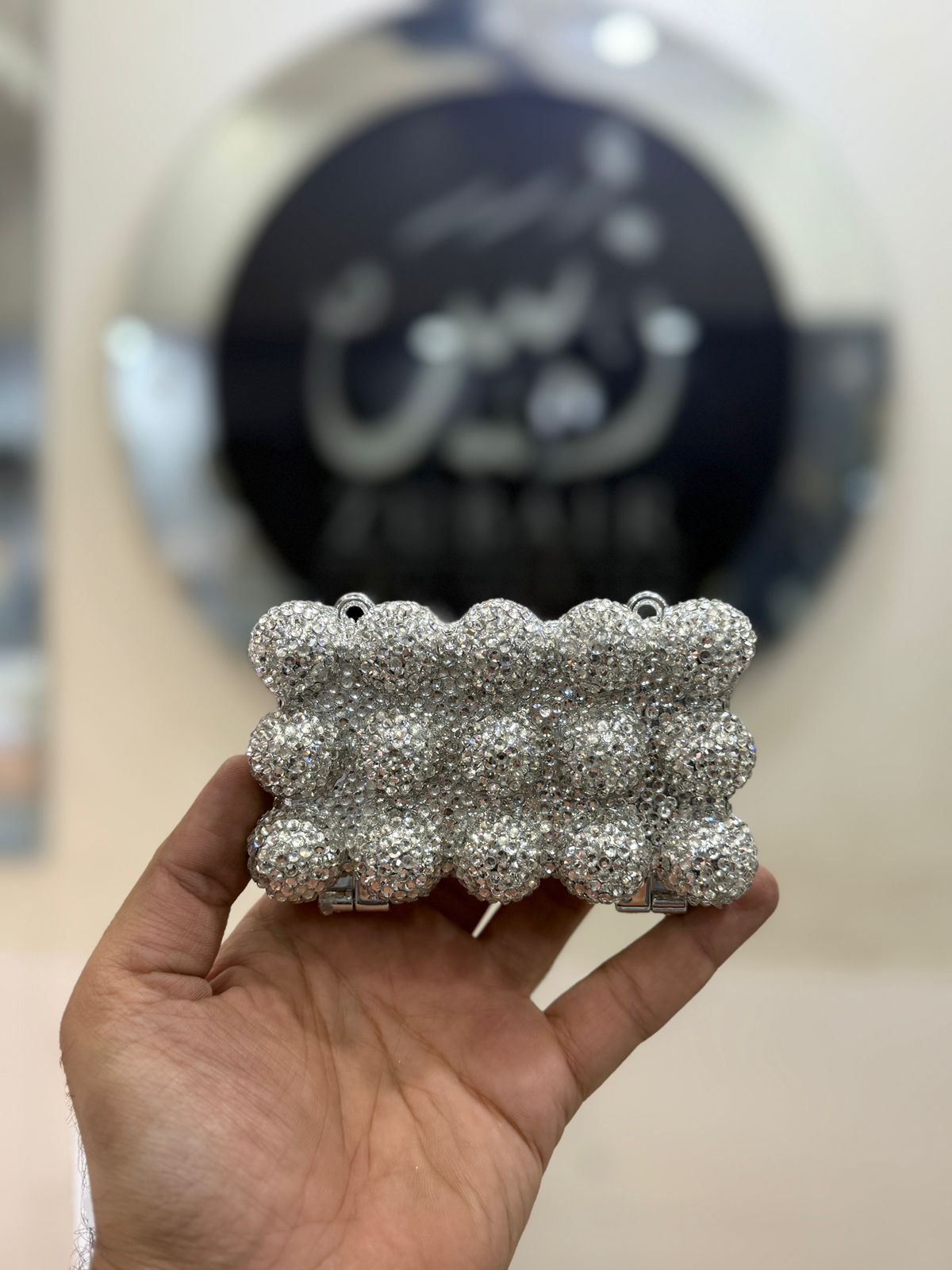 Acrylic Handmade Silver Beaded Clutch_Design 2