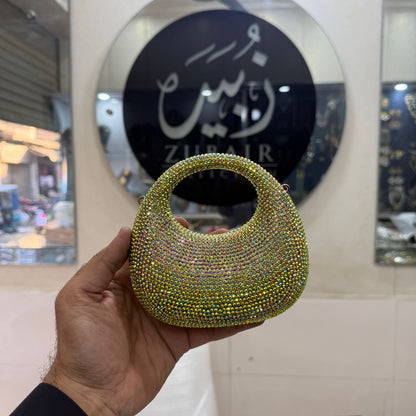 Acrylic Handmade Golden Beaded Clutch_Design 5