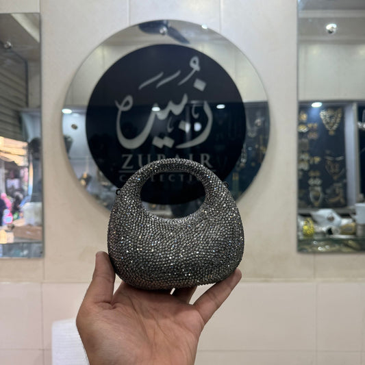 Acrylic Handmade Black Beaded Clutch_Design 11