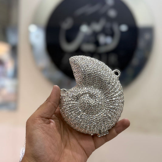 Acrylic Handmade Silver Beaded Clutch_Design 12