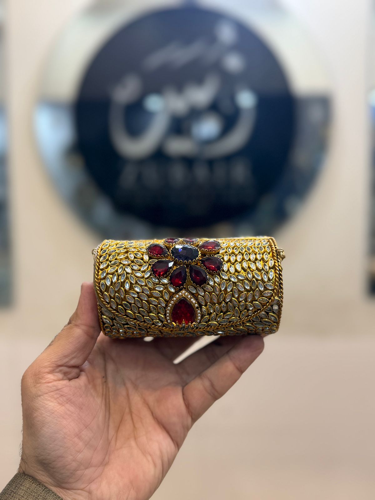 Turkish_Kundan Designer Small Dholki Clutch_Design 40