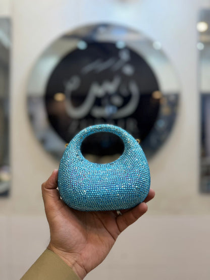 Acrylic Handmade Sky-Blue Beaded Clutch_ Design 7